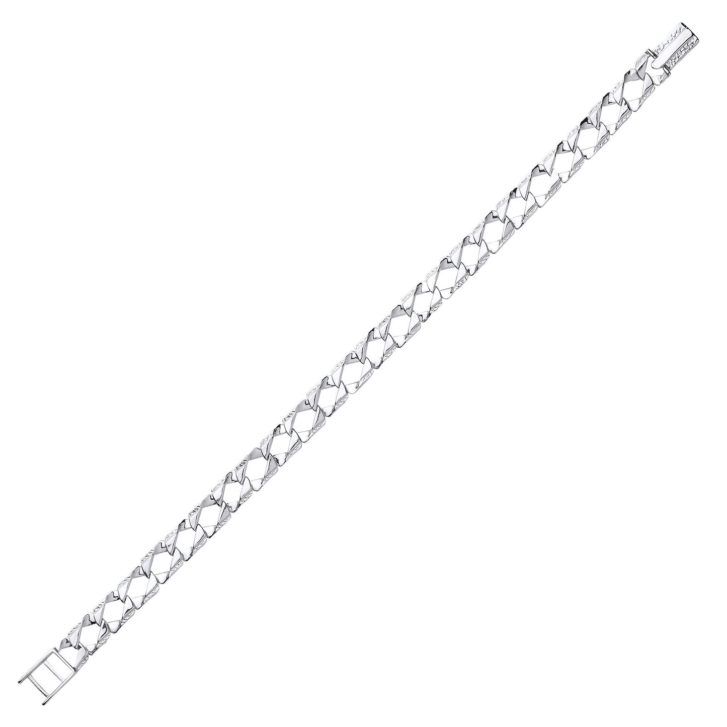 Mens Silver  Lizard Skin Curb Cast Bracelet 8mm 8.5 inch - GVB399
