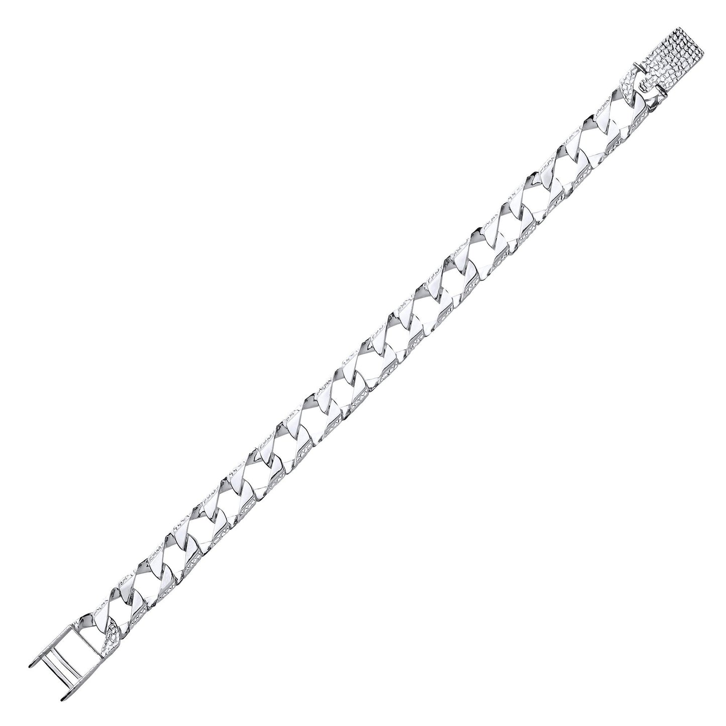 Mens Silver  Lizard Skin Curb Cast Bracelet 10mm - GVB400