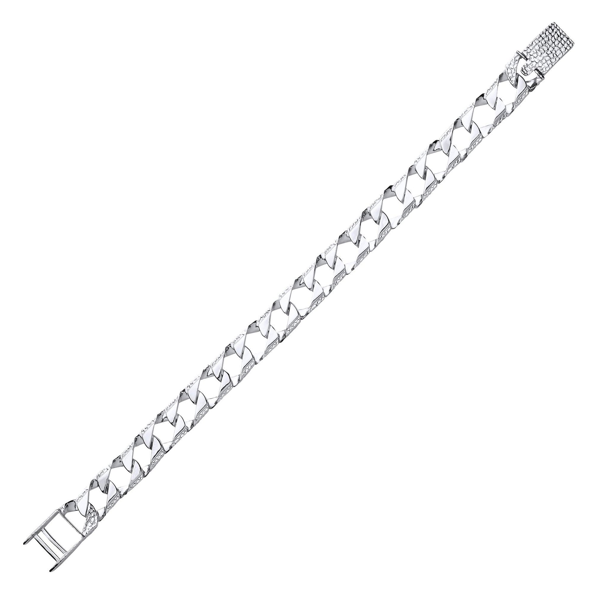 Mens Silver  Lizard Skin Curb Cast Bracelet 10mm - GVB400