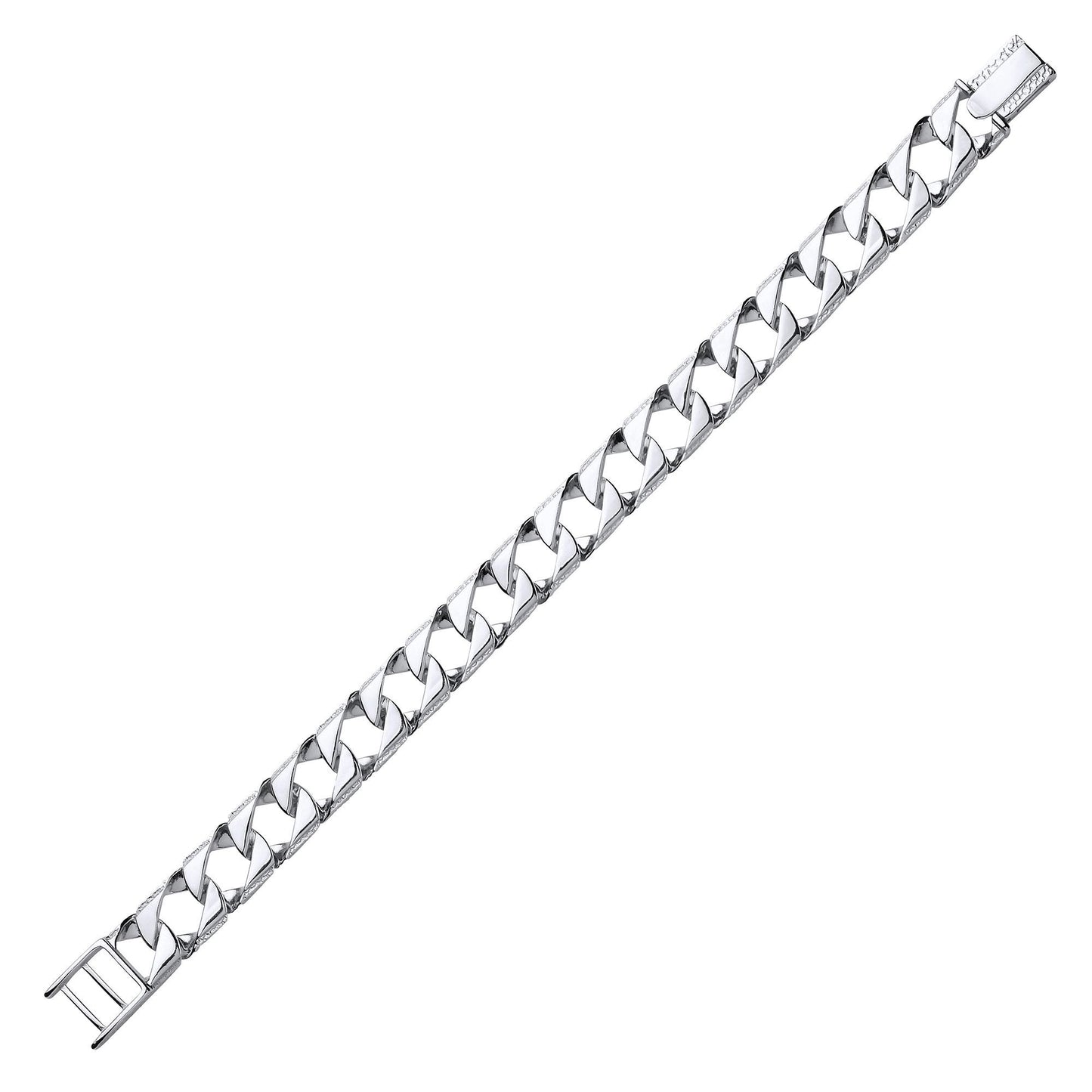 Mens Silver  Lizard Skin Curb Cast Bracelet 13mm 8 inch - GVB401