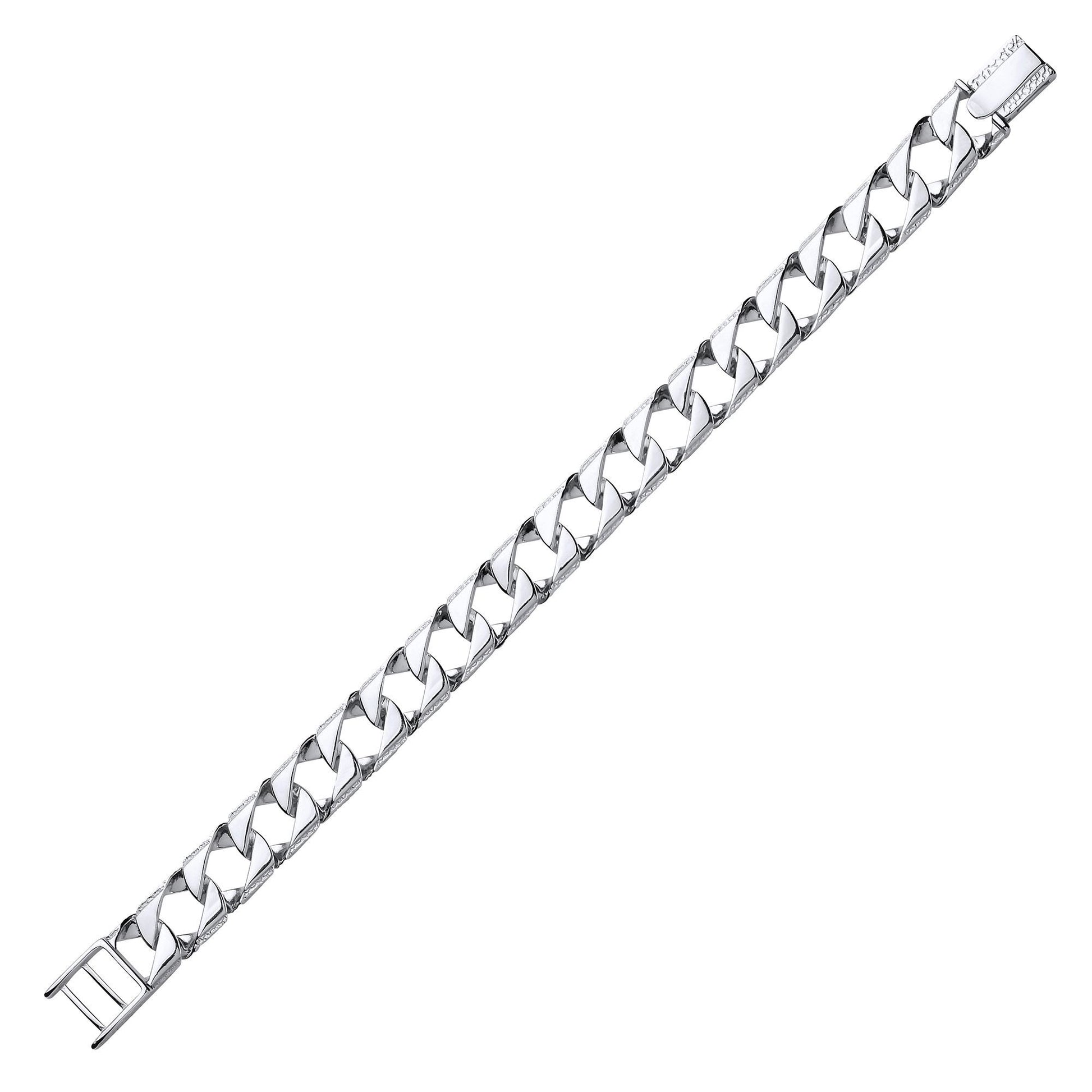 Mens Silver  Lizard Skin Curb Cast Bracelet 13mm 8 inch - GVB401