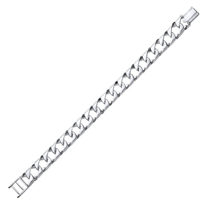Mens Silver  Lizard Skin Curb Cast Bracelet 13mm 8 inch - GVB401