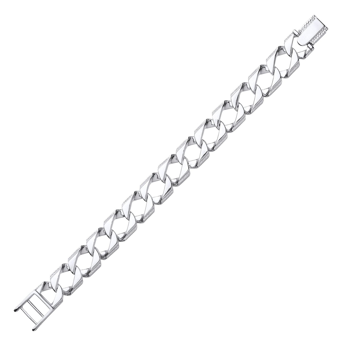 Mens Silver  Lizard Skin Curb Cast Bracelet 16mm 8 inch - GVB402