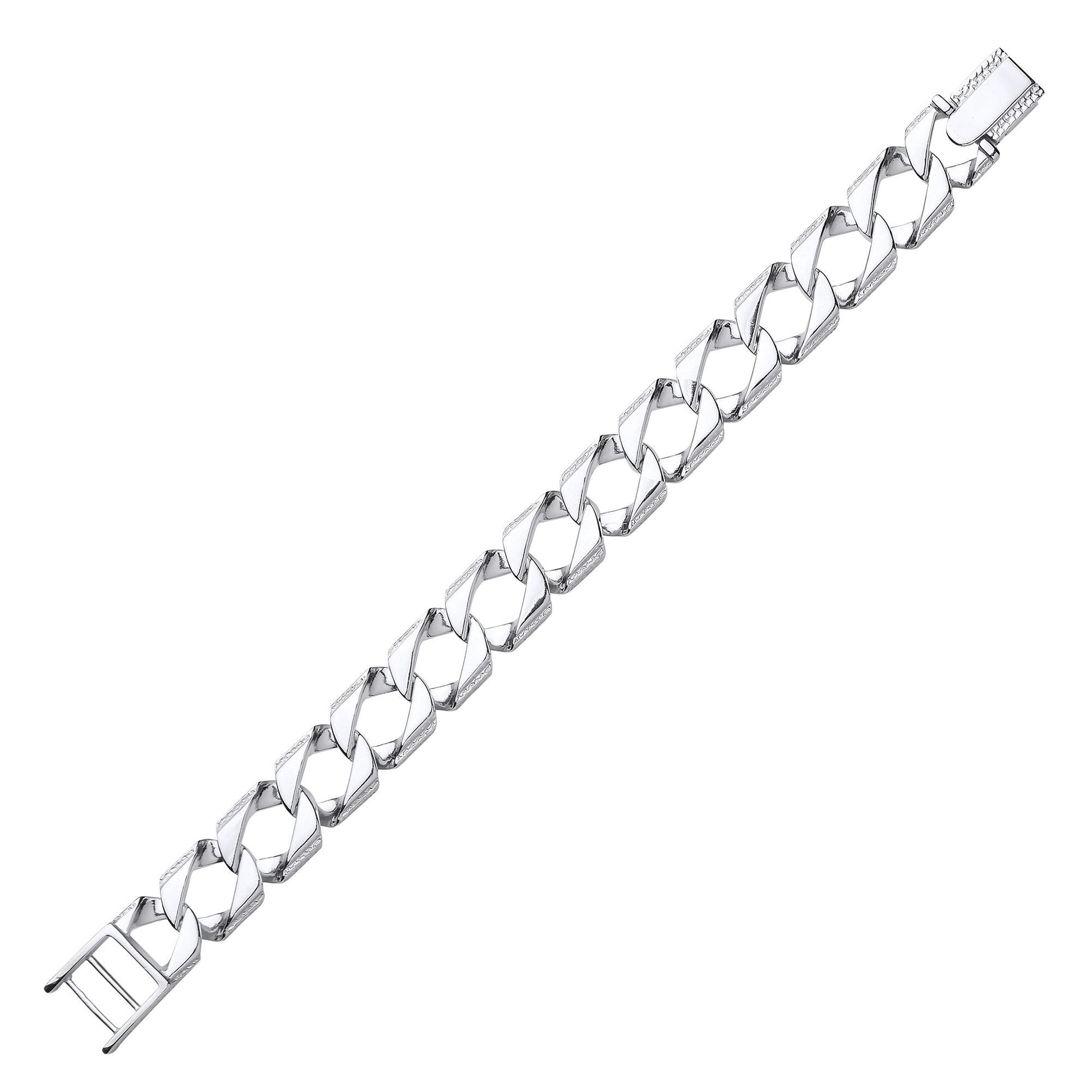 Mens Silver  Lizard Skin Curb Cast Bracelet 16mm 8 inch - GVB402