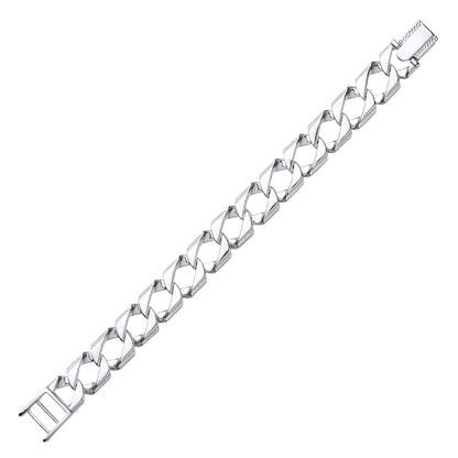 Mens Silver  Lizard Skin Curb Cast Bracelet 16mm 8 inch - GVB402