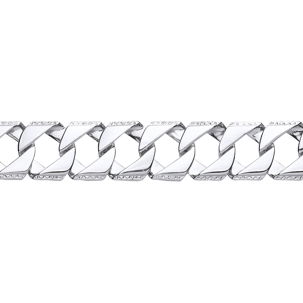 Mens Silver  Lizard Skin Curb Cast Bracelet 18mm - GVB403