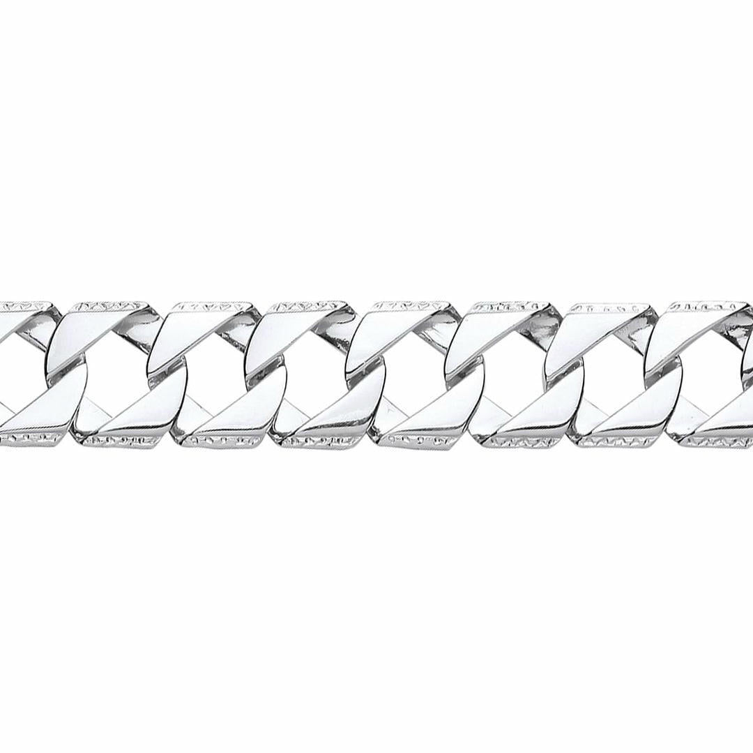 Mens Silver  Lizard Skin Curb Cast Bracelet 18mm - GVB403