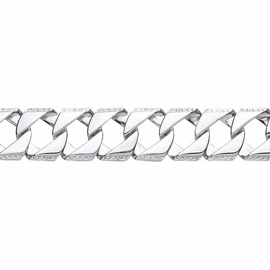 Mens Silver  Lizard Skin Curb Cast Bracelet 18mm - GVB403