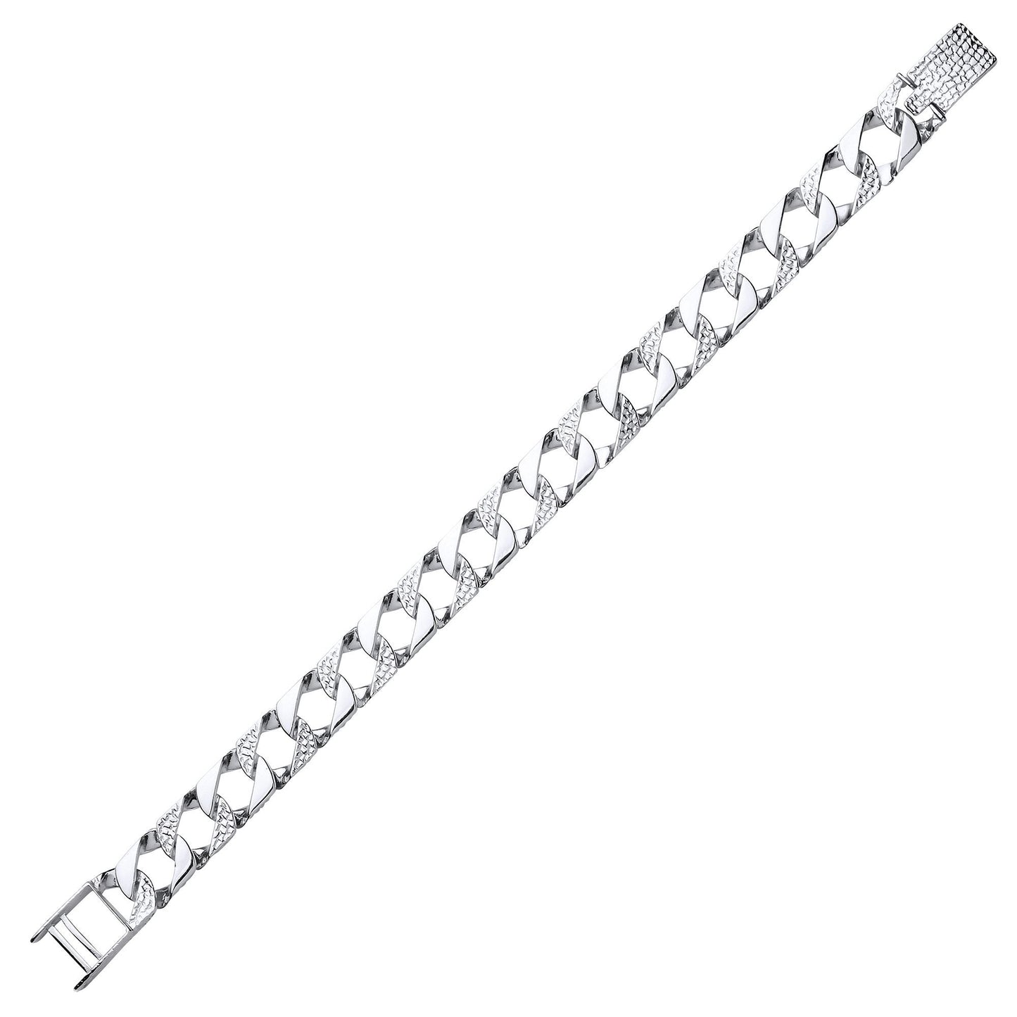 Mens Silver  Lizard Skin Curb Cast Bracelet 11mm 8.5 inch - GVB404
