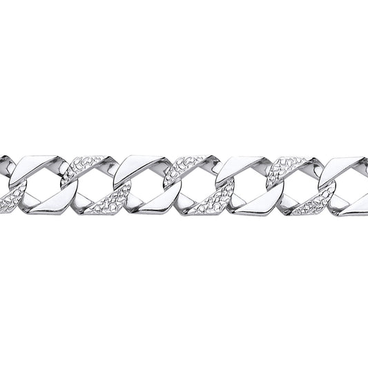 Mens Silver  Lizard Skin Curb Cast Bracelet 15mm 8.5 inch - GVB405