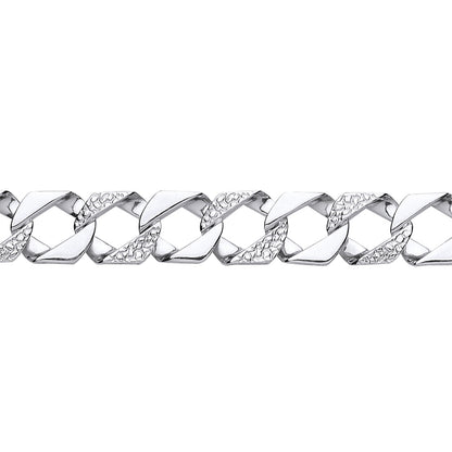 Mens Silver  Lizard Skin Curb Cast Bracelet 15mm 8.5 inch - GVB405