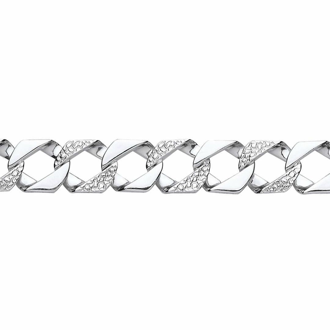 Mens Silver  Lizard Skin Curb Cast Bracelet 14mm 8.5 inch - GVB405
