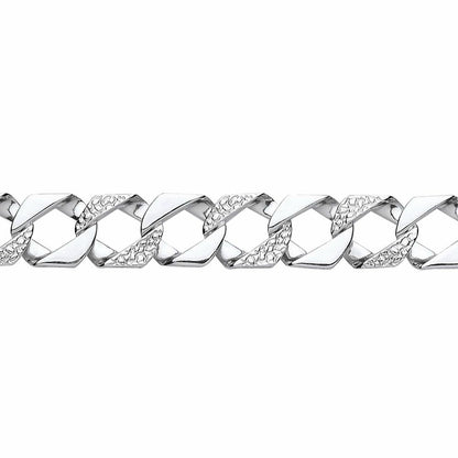 Mens Silver  Lizard Skin Curb Cast Bracelet 14mm 8.5 inch - GVB405