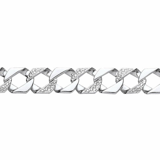 Mens Silver  Lizard Skin Curb Cast Bracelet 14mm 8.5 inch - GVB405