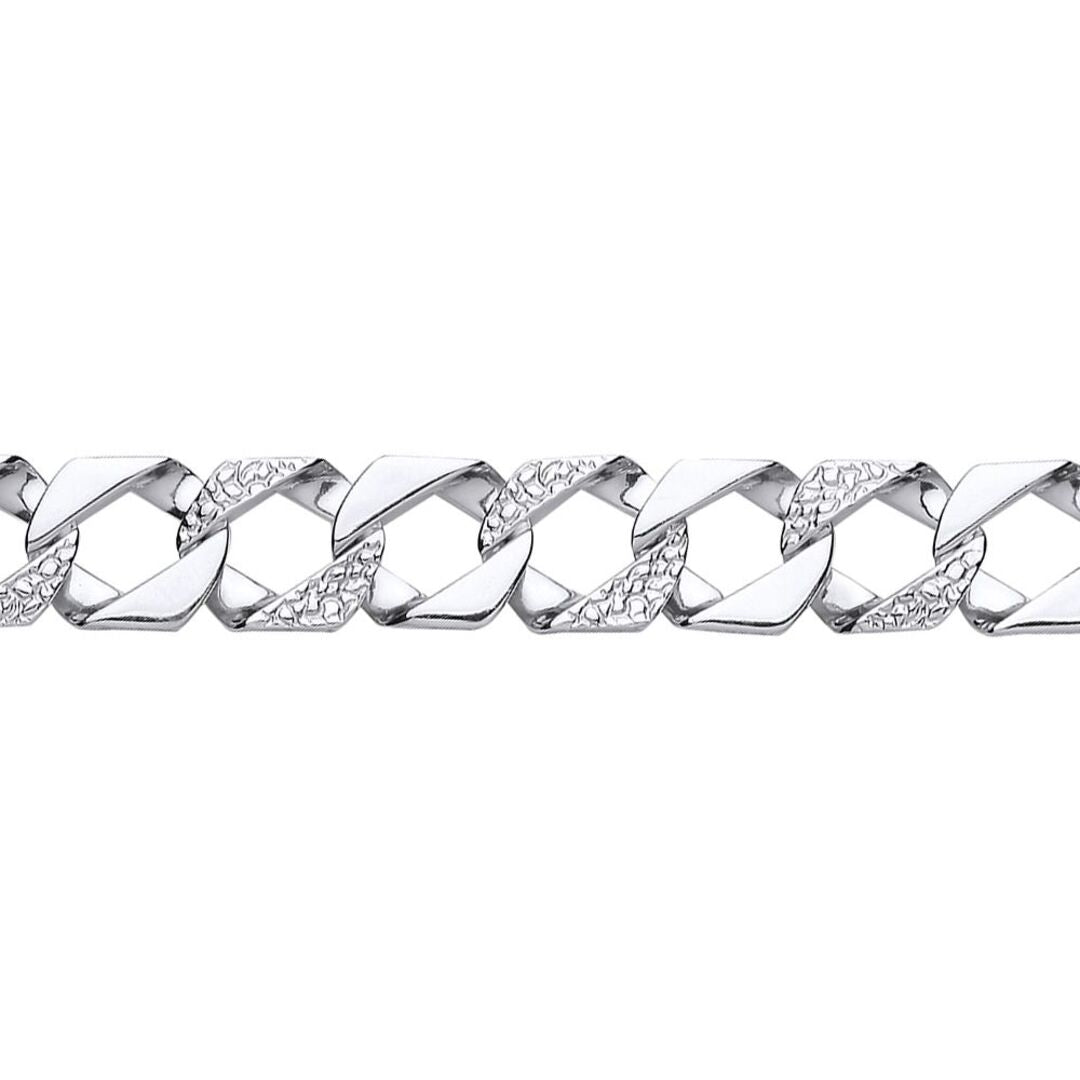 Mens Silver  Lizard Skin Curb Cast Bracelet 14mm 8.5 inch - GVB405