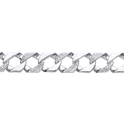 Mens Silver  Lizard Skin Curb Cast Bracelet 14mm 8.5 inch - GVB405