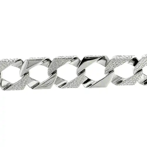 Mens Silver  Lizard Skin Curb Cast Bracelet 14mm 8.5 inch - GVB405