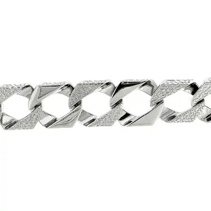 Mens Silver  Lizard Skin Curb Cast Bracelet 14mm 8.5 inch - GVB405