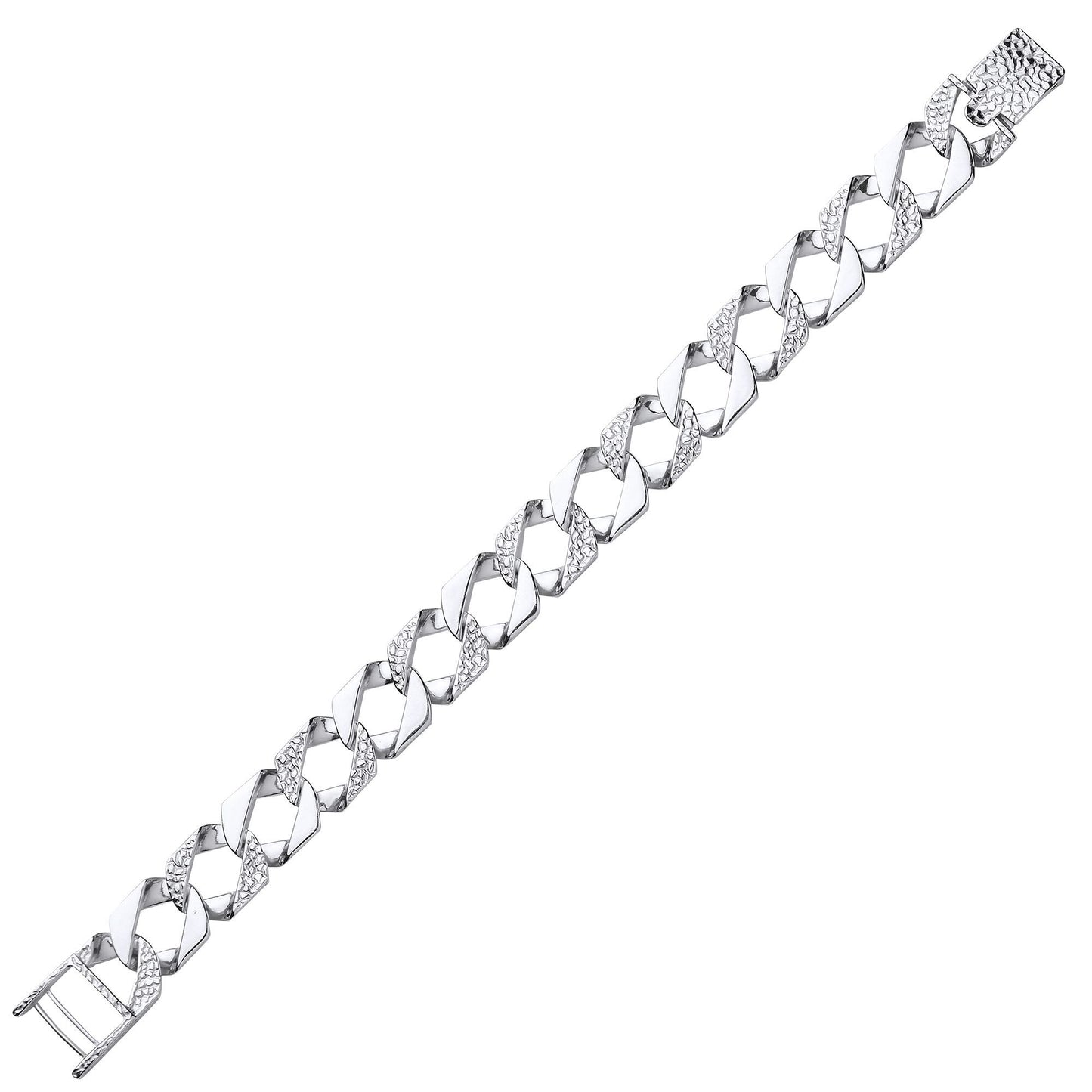 Mens Silver  Lizard Skin Curb Cast Bracelet 14mm 8.5 inch - GVB405