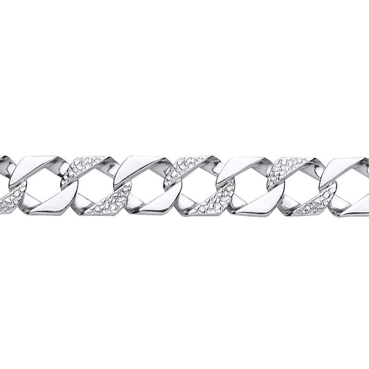 Mens Silver  Lizard Skin Curb Cast Bracelet 14mm 8.5 inch - GVB405