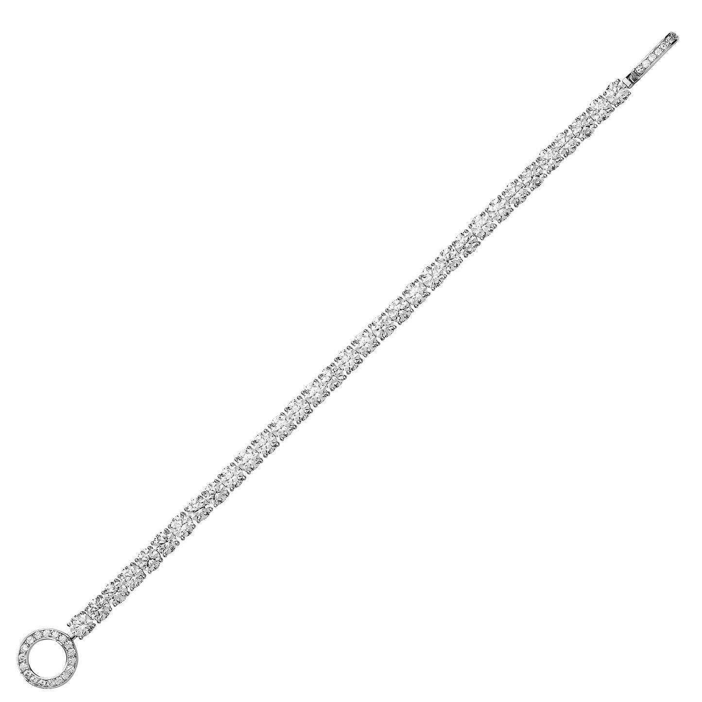 Silver  CZ Halo Clasp Eternity Tennis Bracelet 5mm 7.5 inch - GVB407