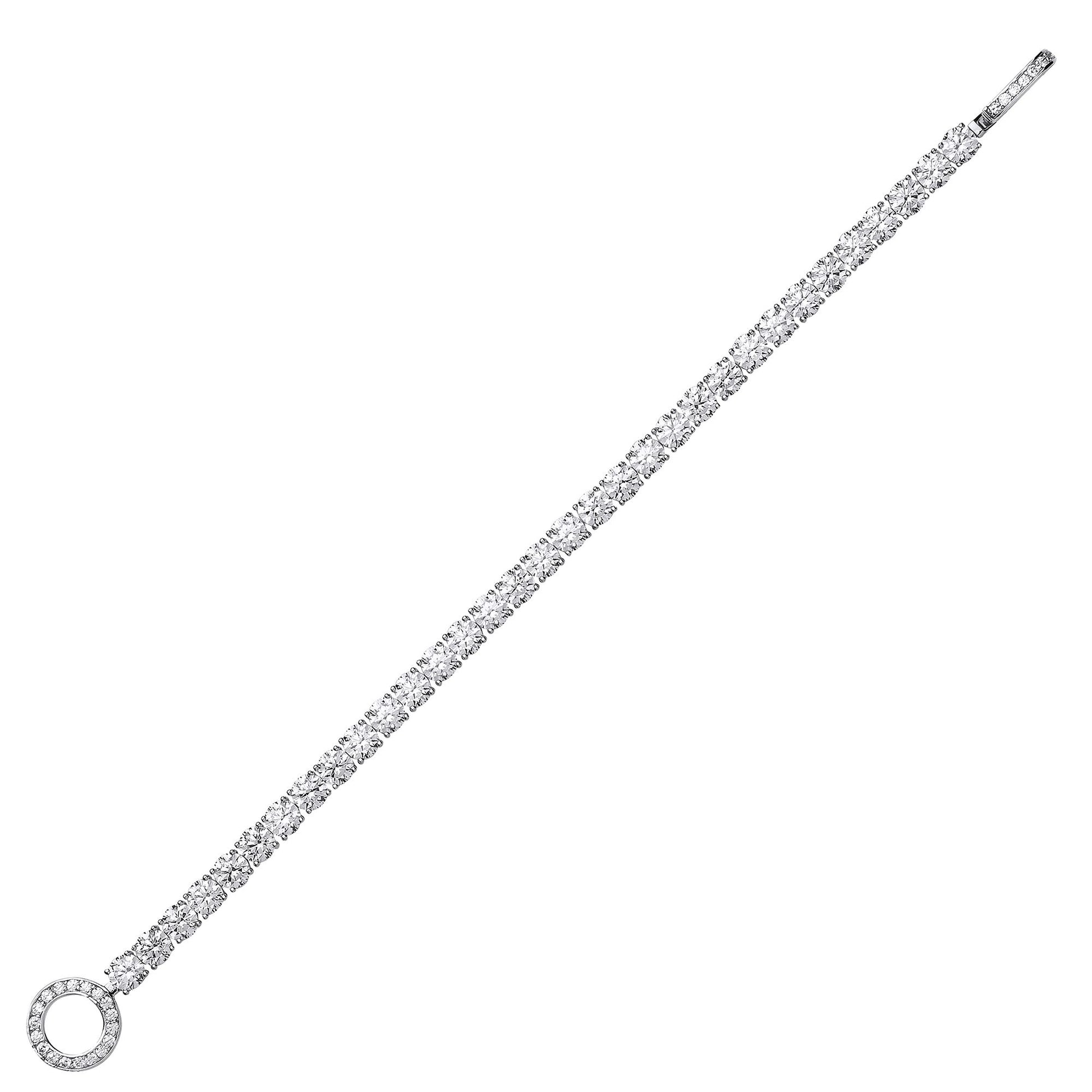 Silver  CZ Halo Clasp Eternity Tennis Bracelet 5mm 7.5 inch - GVB407