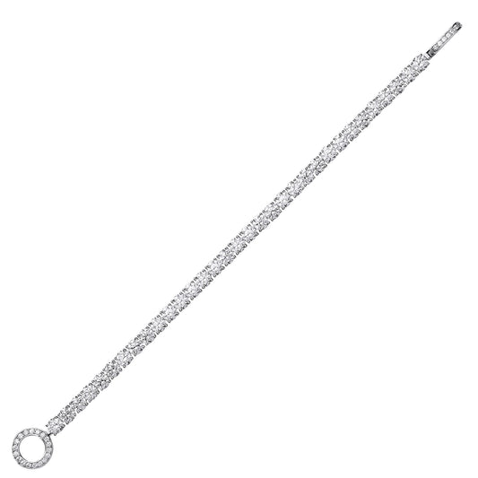 Silver  CZ Halo Clasp Eternity Tennis Bracelet 5mm 7.5 inch - GVB407