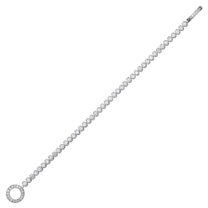 Silver  CZ Halo Clasp Eternity Tennis Bracelet 4mm 7.5 inch - GVB408