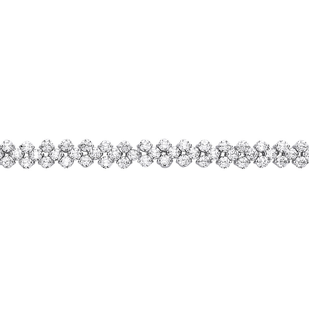 Silver  CZ Cluster Eternity Tennis Bracelet (With Extension) - GVB412