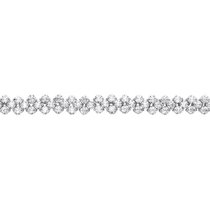 Silver  CZ Cluster Eternity Tennis Bracelet (With Extension) - GVB412