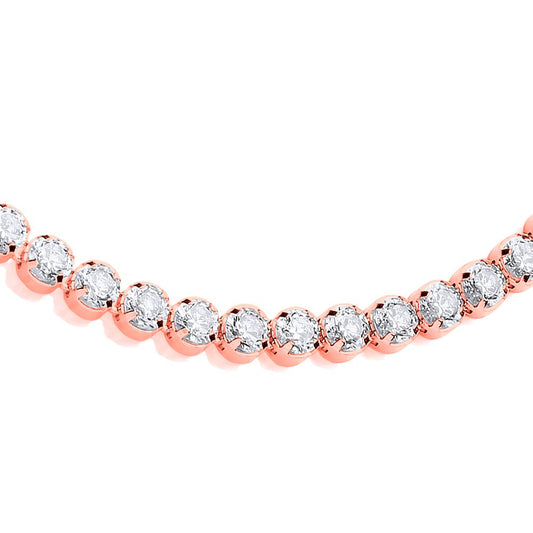 Rose Silver  CZ 4 Claw Classic Line Tennis Bracelet 4mm - GVB414R