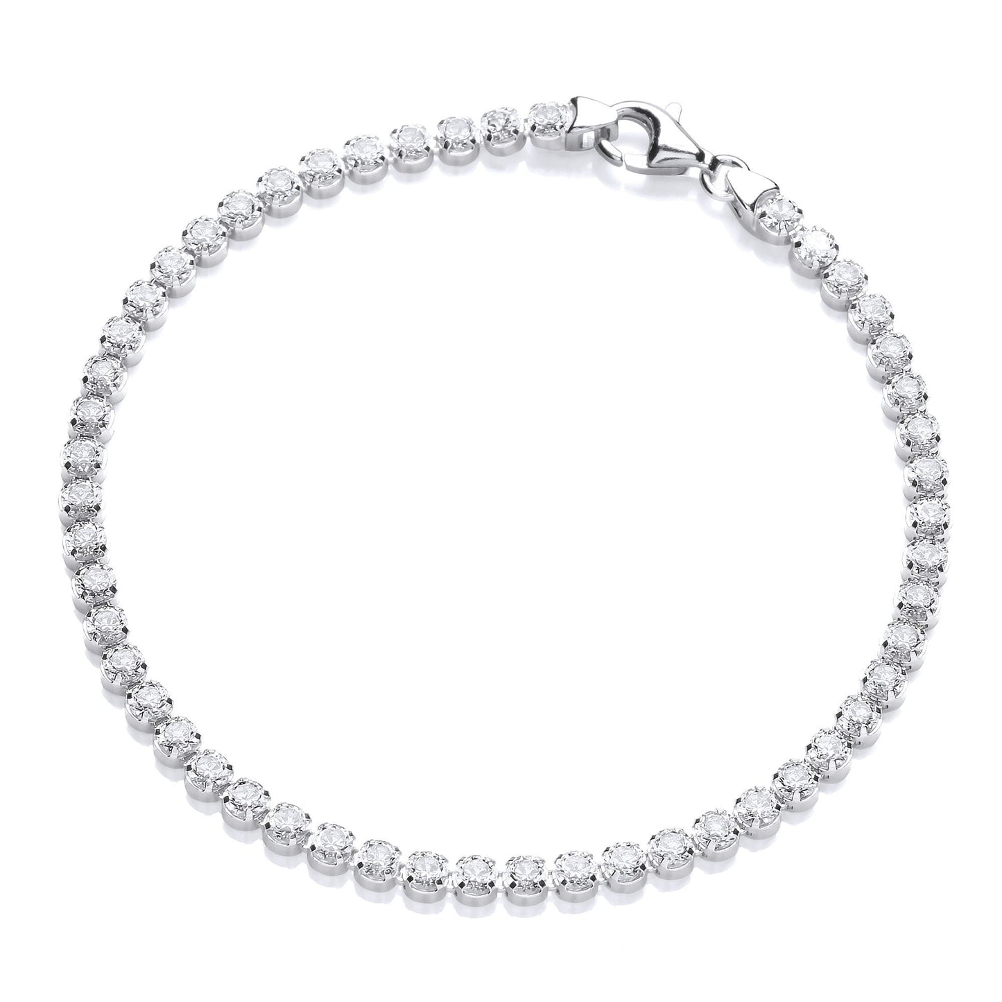 Silver  CZ 4 Claw Classic Line Tennis Bracelet 4mm - GVB414
