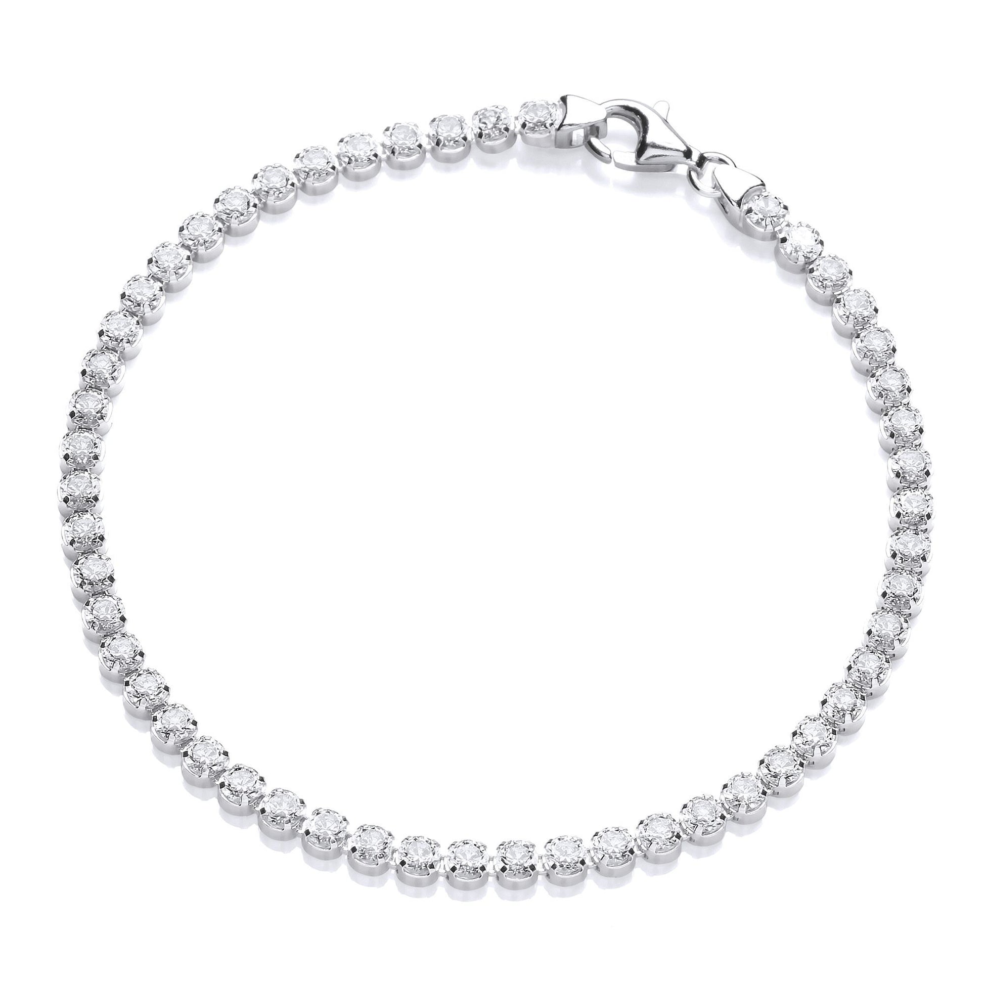 Silver  CZ 4 Claw Classic Line Tennis Bracelet 4mm - GVB414
