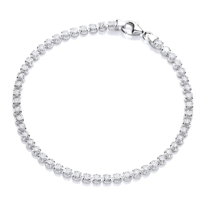 Silver  CZ 4 Claw Classic Line Tennis Bracelet 4mm - GVB414