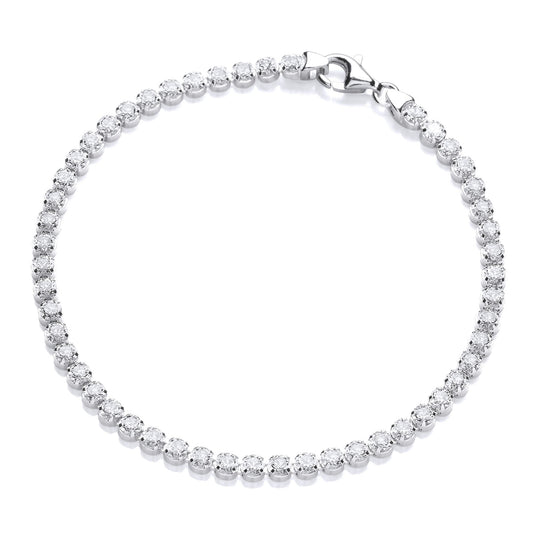 Silver  CZ 4 Claw Classic Line Tennis Bracelet 4mm - GVB414