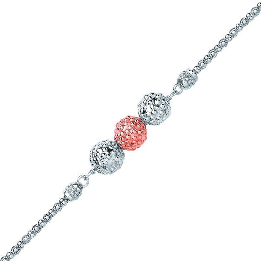 Rose Silver  Bubbly Popcorn Bead Bracelet - GVB415