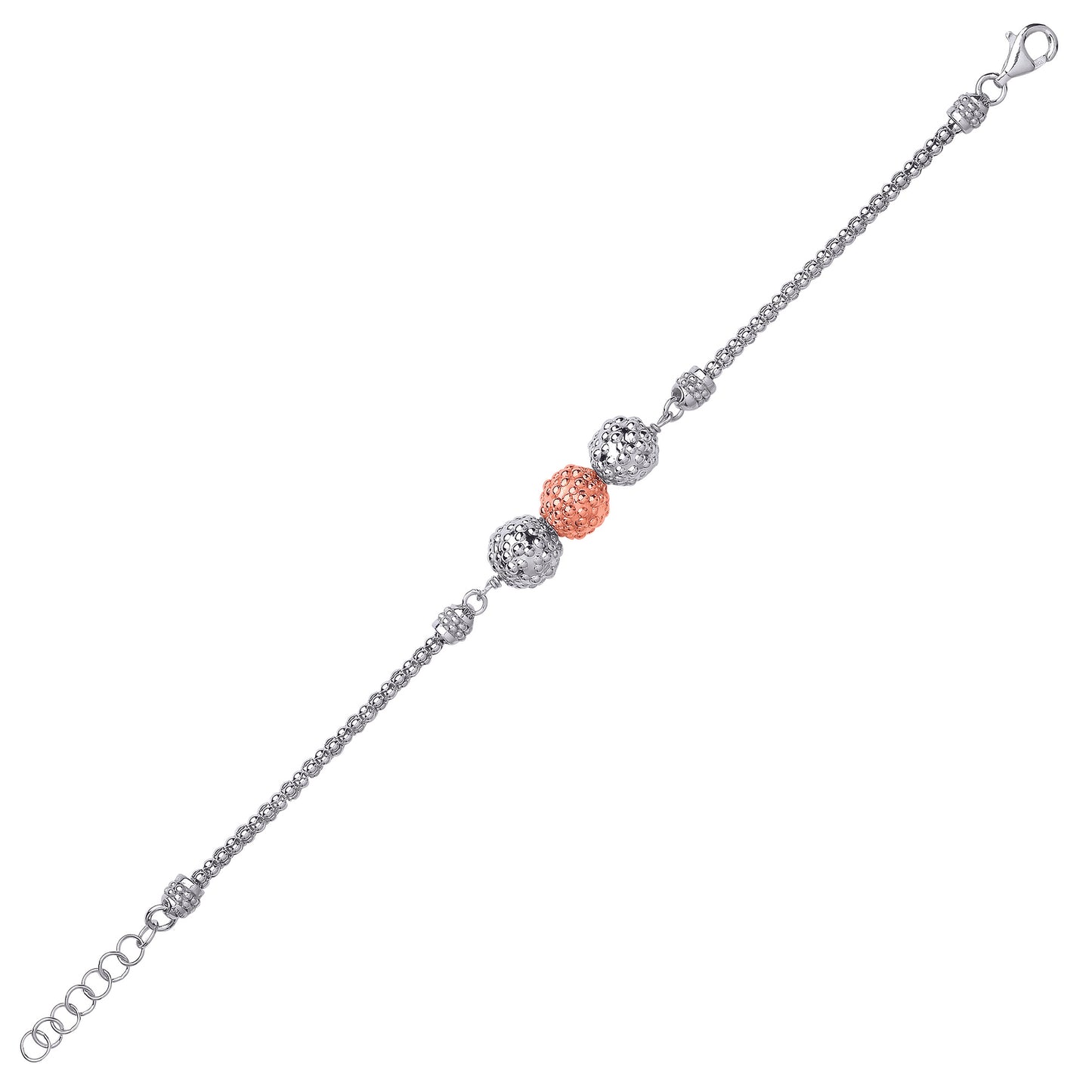 Rose Silver  Bubbly Popcorn Bead Bracelet - GVB415