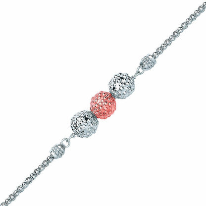 Rose Silver  Bubbly Popcorn Bead Bracelet - GVB415