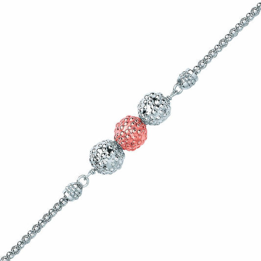 Rose Silver  Bubbly Popcorn Bead Bracelet - GVB415