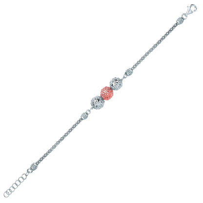 Rose Silver  Bubbly Popcorn Bead Bracelet - GVB415
