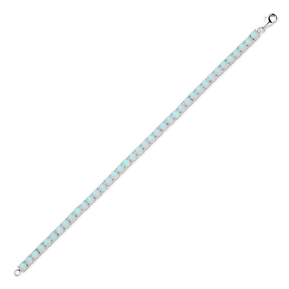 Silver  Opal Line Tennis Bracelet 4mm 7 inch - GVB416OP