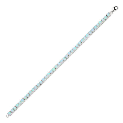 Silver  Opal Line Tennis Bracelet 4mm 7 inch - GVB416OP