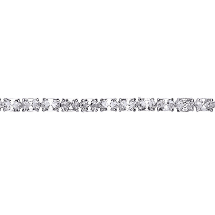 Silver  Oval CZ Line Tennis Bracelet 4mm - GVB417