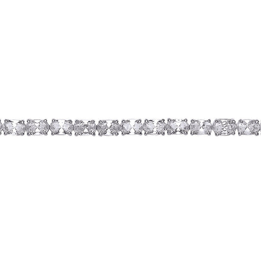 Silver  Oval CZ Line Tennis Bracelet 4mm - GVB417