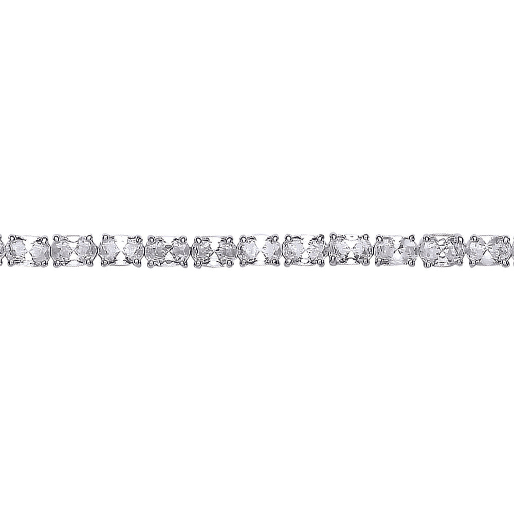 Silver  Oval CZ Line Tennis Bracelet 4mm - GVB417