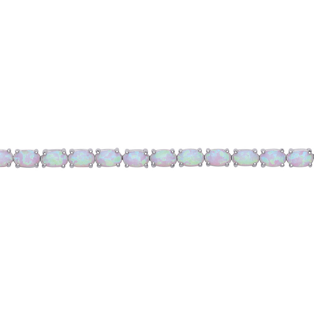 Silver  Oval Opal Line Tennis Bracelet 4mm - GVB417OP