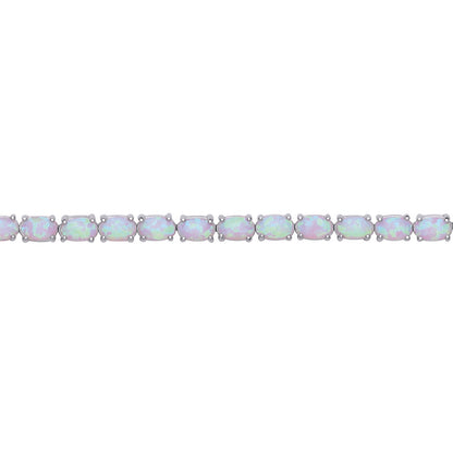 Silver  Oval Opal Line Tennis Bracelet 4mm - GVB417OP