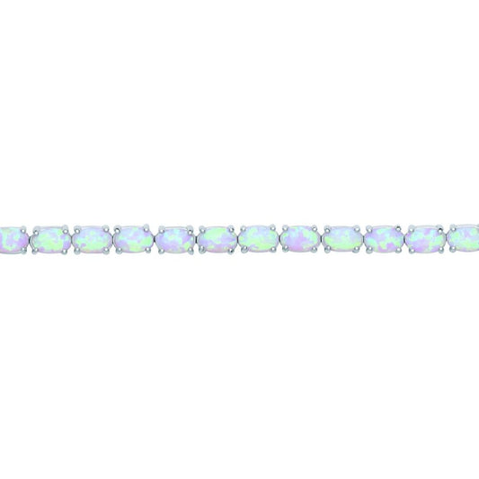 Silver  Oval Opal Line Tennis Bracelet 4mm - GVB417OP