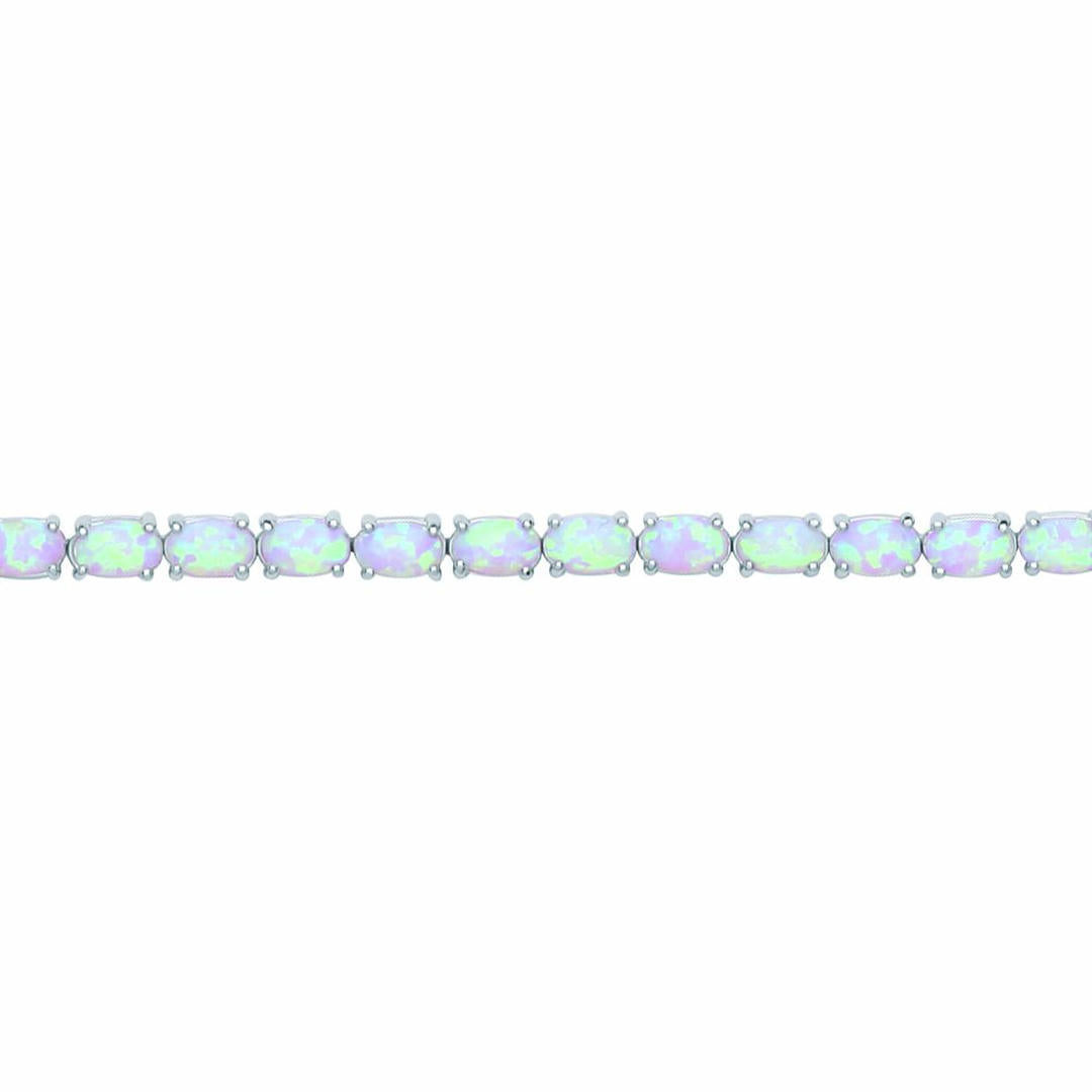 Silver  Oval Opal Line Tennis Bracelet 4mm - GVB417OP