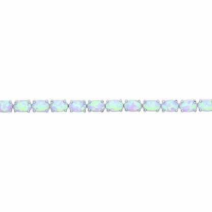 Silver  Oval Opal Line Tennis Bracelet 4mm - GVB417OP